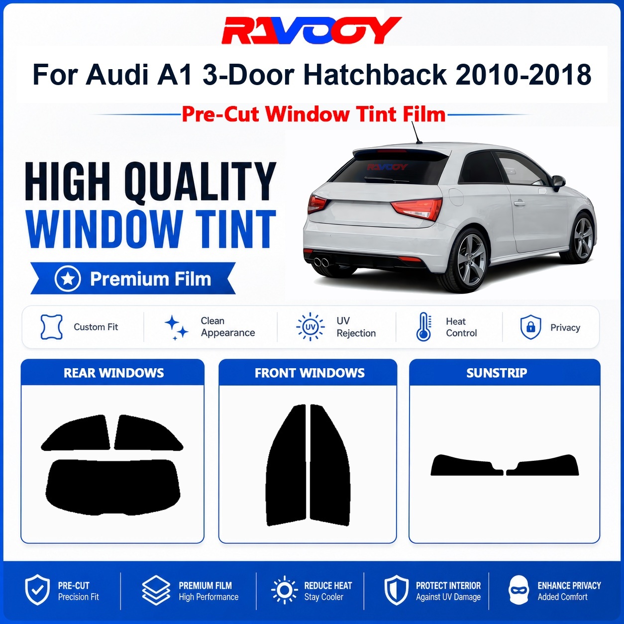 Privacy Screen Protector - 아우디 A1 3도어 해치백 2010-2018 프론트