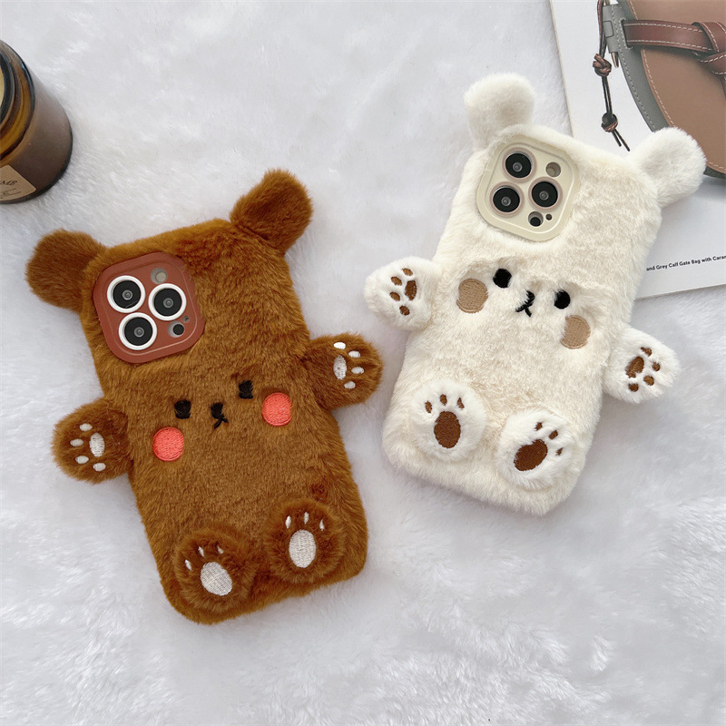 한국 3D 만화 곰돌이 푹신한 봉제 커플 폰 케이스 아 - Apple Iphone 15 리뷰 및 가격